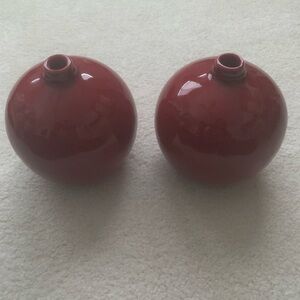 Crate&Barrel Glossy Red Spherical Vases